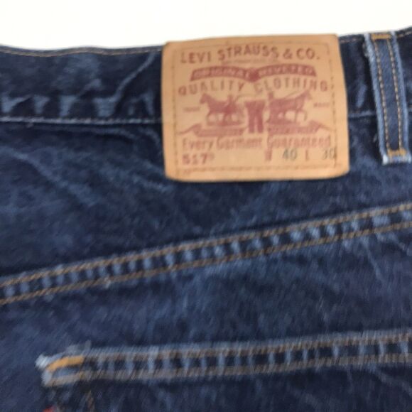 90s LEVIS 517 Jeans Men 40x30 Western Boot Regular Dark Stone Wash Denim Blue - Picture 10 of 16